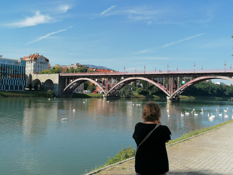 Alte Drau Brücke in Maribor.